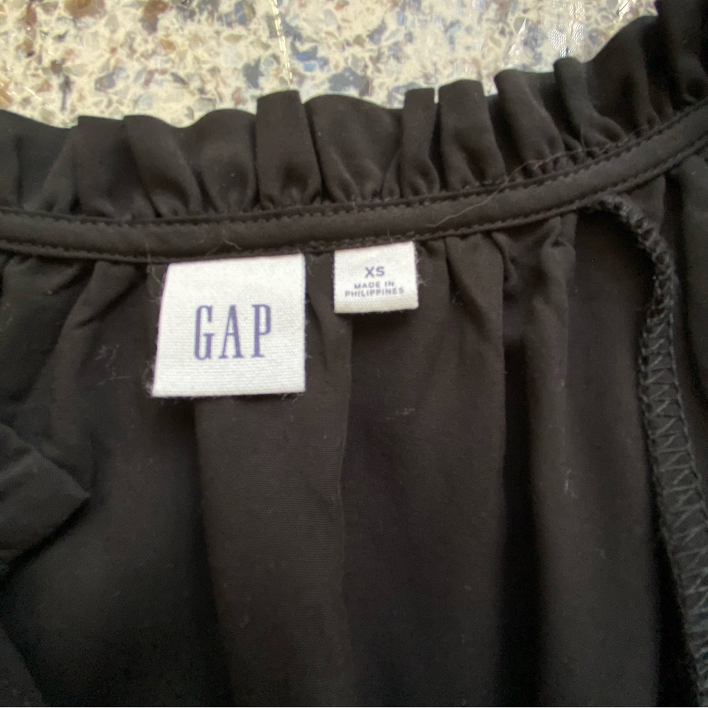 Gap Split Neck Flutter Sleeve Black Minidress Xs - image 7